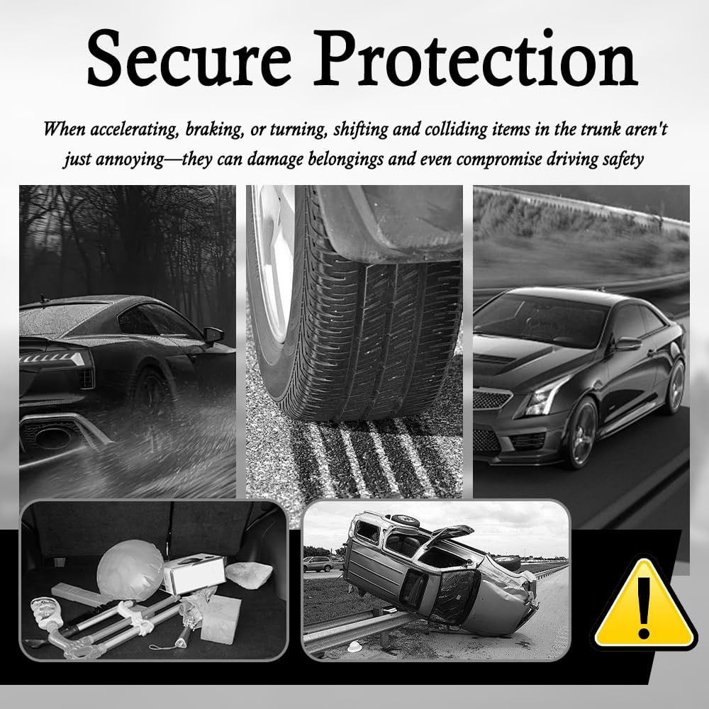 Upgrade Cargo Net for SUV with 4 Hooks,Stretchy 32x23 to 63x47 Elastic Trunk Net for SUV,Essential Automotive Cargo Nets as Trunk Organizer for Securely Fastening Items
