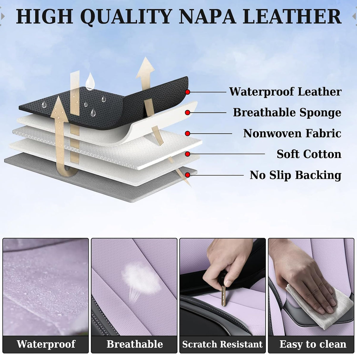 Coverado Seat Covers Full Set, Black Seat Covers for Cars 5 Seats, Car Seat Protector, Waterproof Nappa Leather Car Seat Cushion, Front and Rear Car Seat Cover Fit for Most Sedans SUV Pick-up Truck - Colors B
