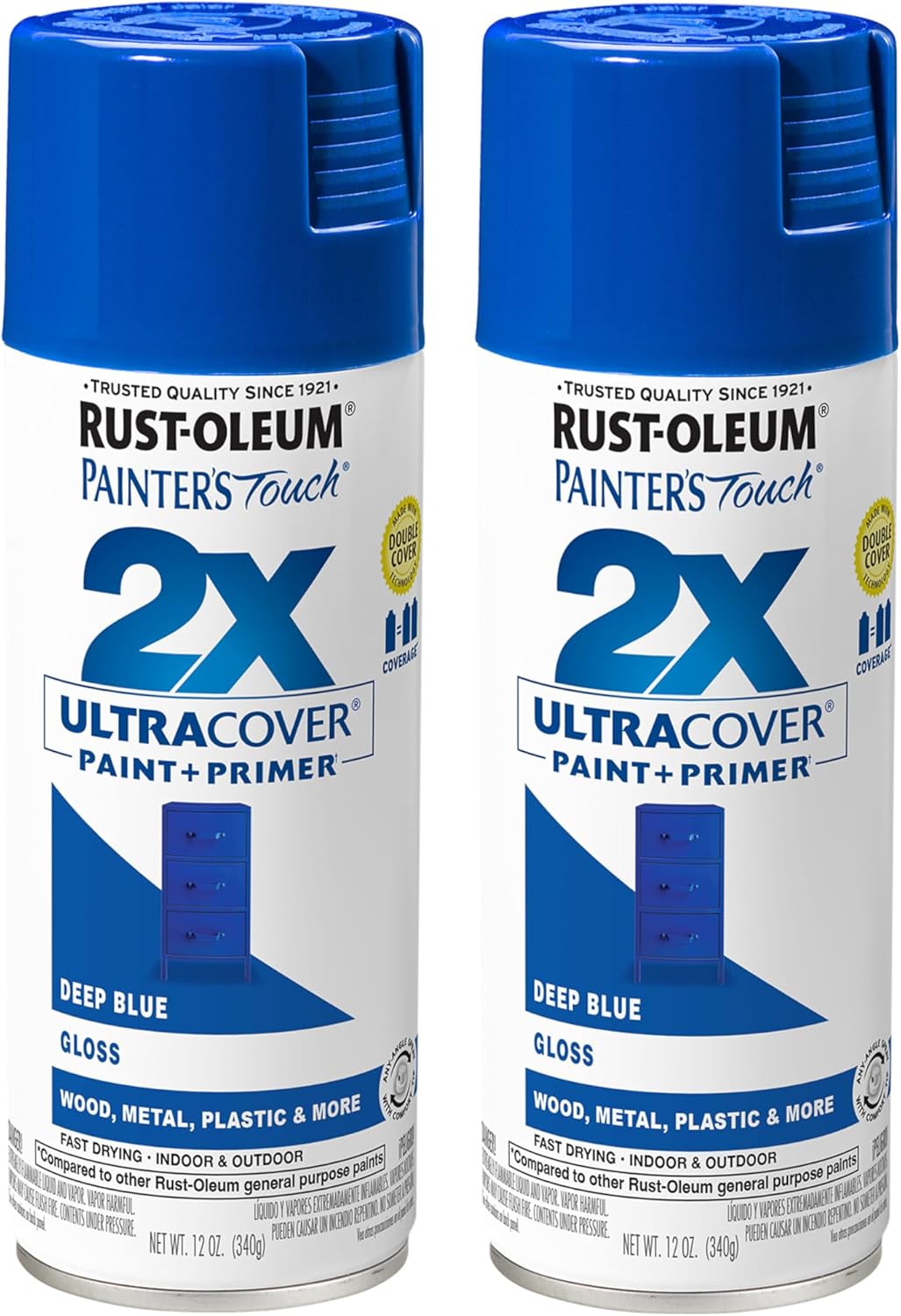 Rust-Oleum 334029 Painter's Touch 2X Ultra Cover Spray Paint, 12 oz, Gloss Clear - Colors A