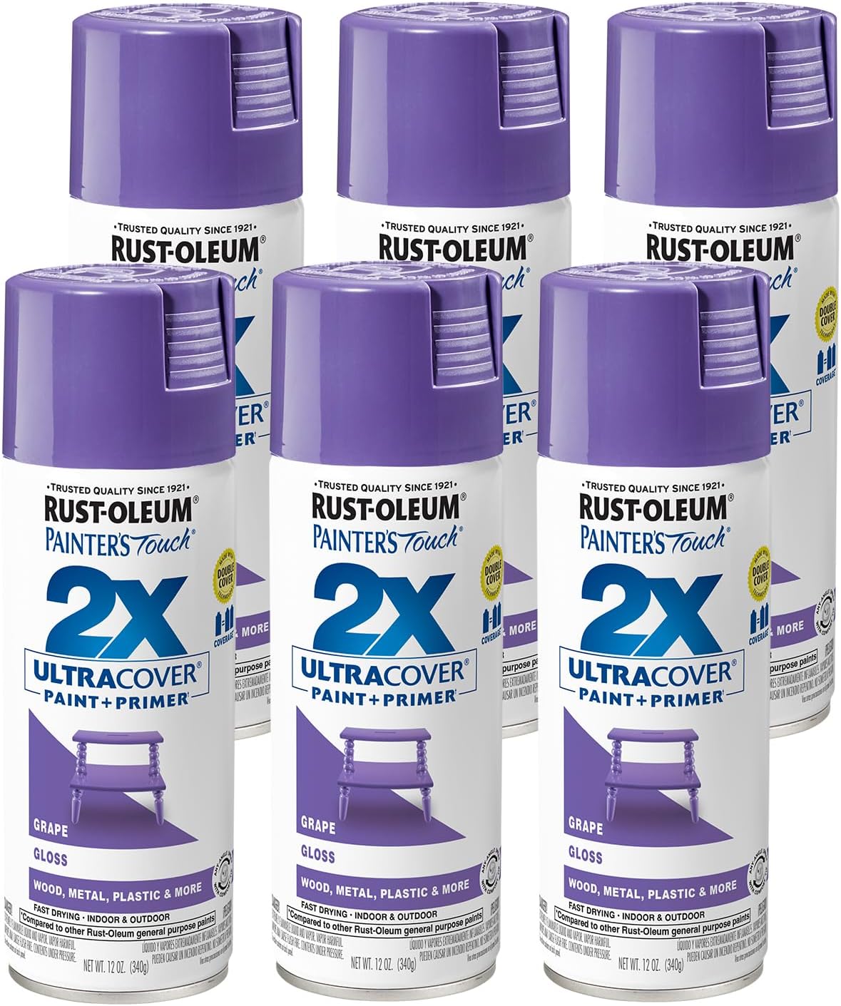Rust-Oleum 334029 Painter's Touch 2X Ultra Cover Spray Paint, 12 oz, Gloss Clear - Colors C