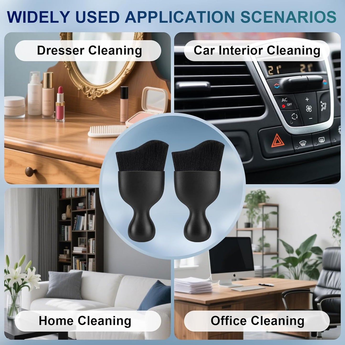 Amrules 2PCS Car Interior Detailing Brush, Auto Car Detailing Brush Dusting Brush, Soft Bristles Car Interior Cleaning Tool for Dashboard Interior, Exterior, Skylight, Leather, Dust Brush, Brown