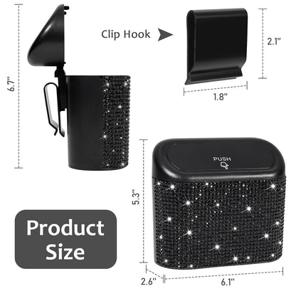 Accmor Car Trash Can with Lid, Leakproof Vehicle Garbage Organizer Holder Bin with 60 Pcs Trash Bags, Mini Auto Dustbin Interior Accessories Storage Container for SUV, Office, Home