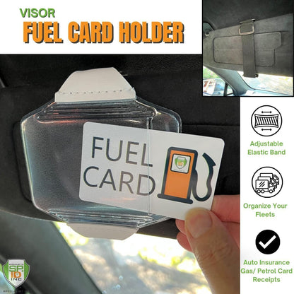 2 Pack - Heavy Duty Visor Fuel Card Holder with Clear Vinyl Pocket - Truck & Car Accessories for Interior - Drivers License, Auto Insurance Card & Fleet Vehicle Gas Log Storage - Specialist ID (Black)