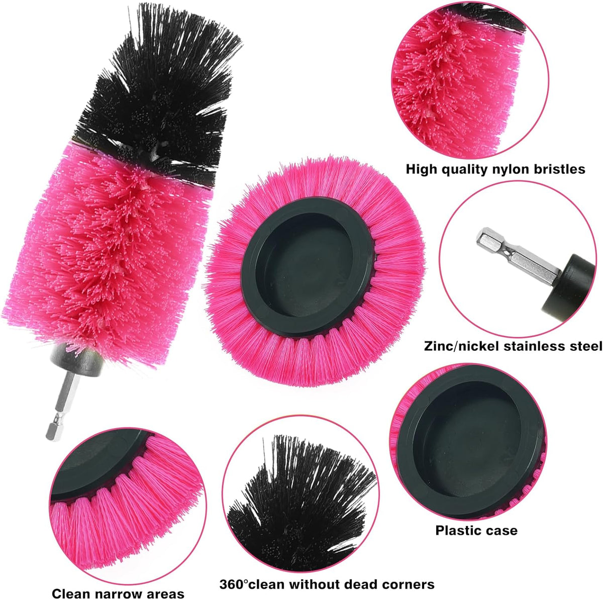 8 Pcs Drill Brush Attachment Set, Power Cleaning Scrub Brush Kit with Extend Long Attachment, All Purpose Drill Scrub Brushes for Car, Grout, Floor, Tub, Bathroom and Kitchen (Yellow)