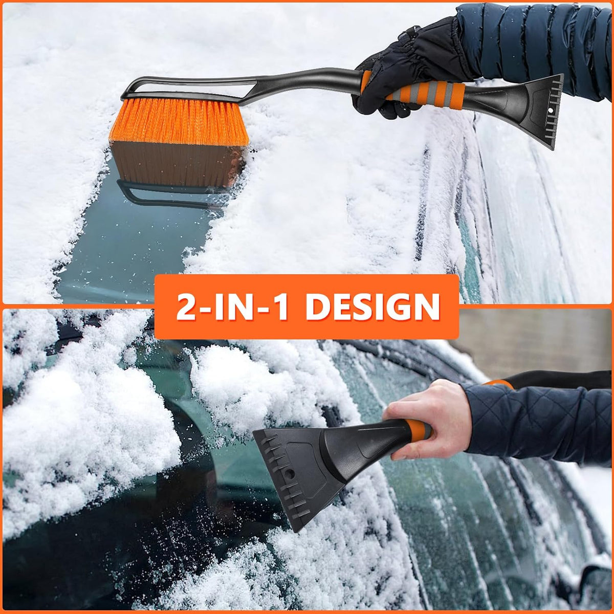 Showvigor 25" Snow Brush and Ice Scrapers for Car Windshield, 2-in-1 Detachable Design with Paint Protection, Extra Long Snow Removal Tool for Cars, Trucks, SUVs - Great for Drivers