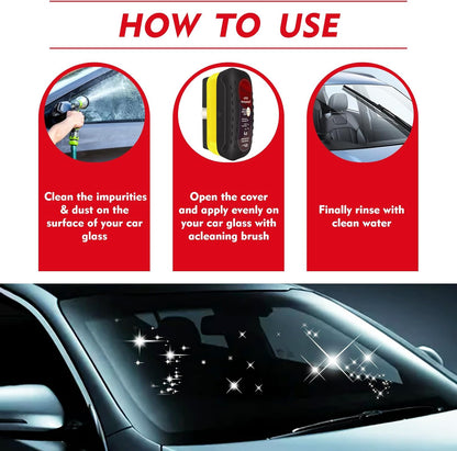 Automotive Oil Film Cleaning Brush with Reusable Foam Sprayer, Upgraded Antifog Glass Cleaning Board, Glass Oil Film Remover for Car Windows & Windshields, Versatile Car Glass Cleaner Brush (Red)