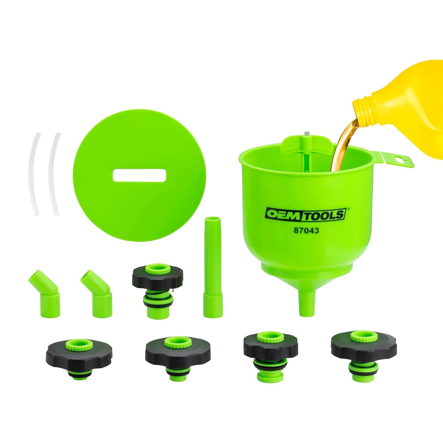 OEMTOOLS No-Spill Coolant Funnel Kit, 15 Piece Fluid and Oil Funnel Set, Allows Access To Hard-To-Reach Radiators
