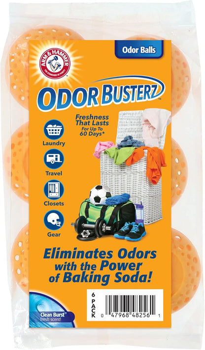 Arm & Hammer OdorBusterz® Odor Eliminator Balls, Clean Burst, 3 Count – Baking Soda Odor Control for Closets, Drawers, Hampers & Small Spaces