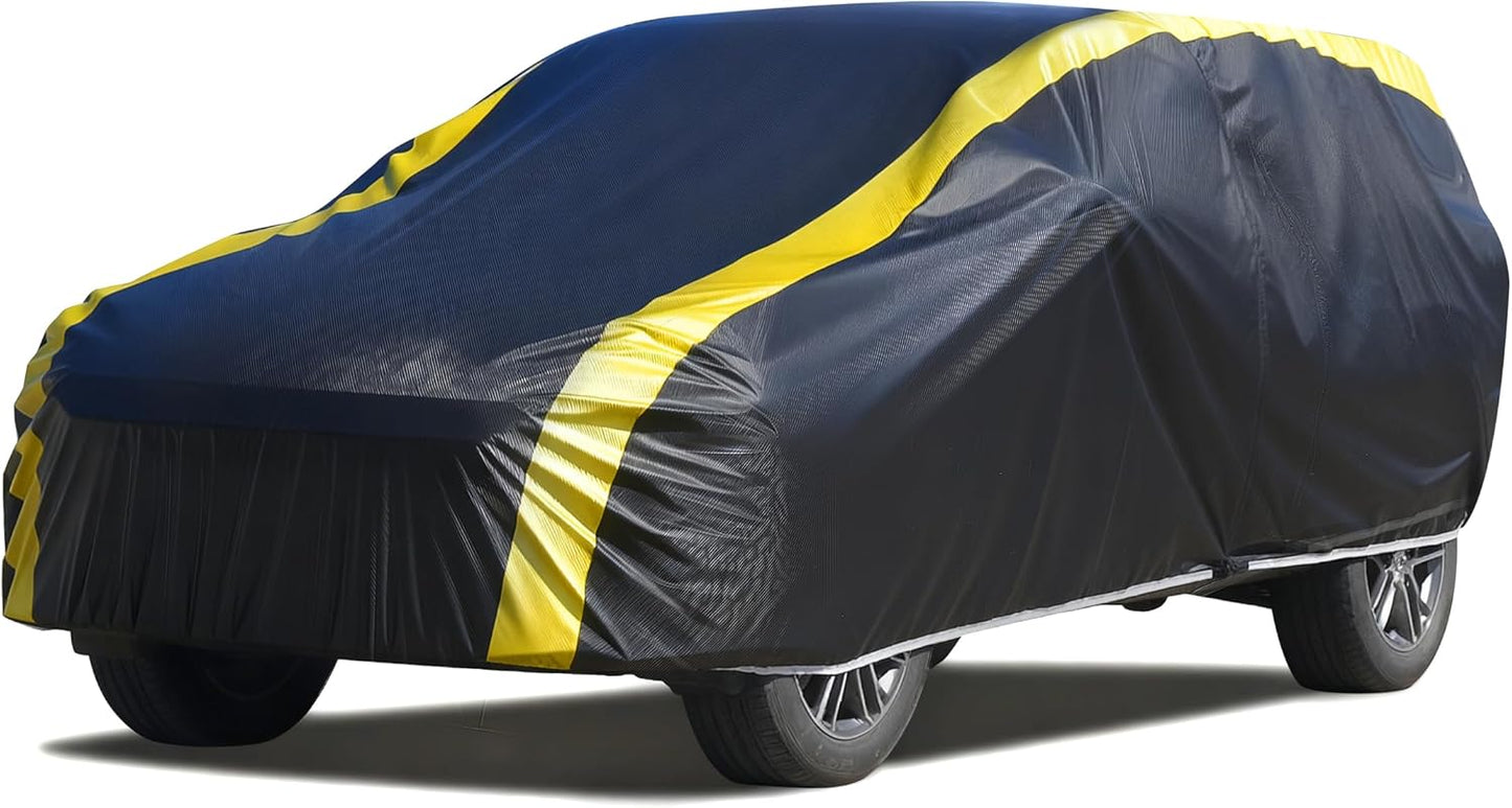 Car Cover Waterproof All Weather for Automobiles, 6 Layers Outdoor Full Exterior Cover Rain Sun UV Snowproof Protection with Zipper Cotton, Mirror Pocket for Sedan (190-195 inch)