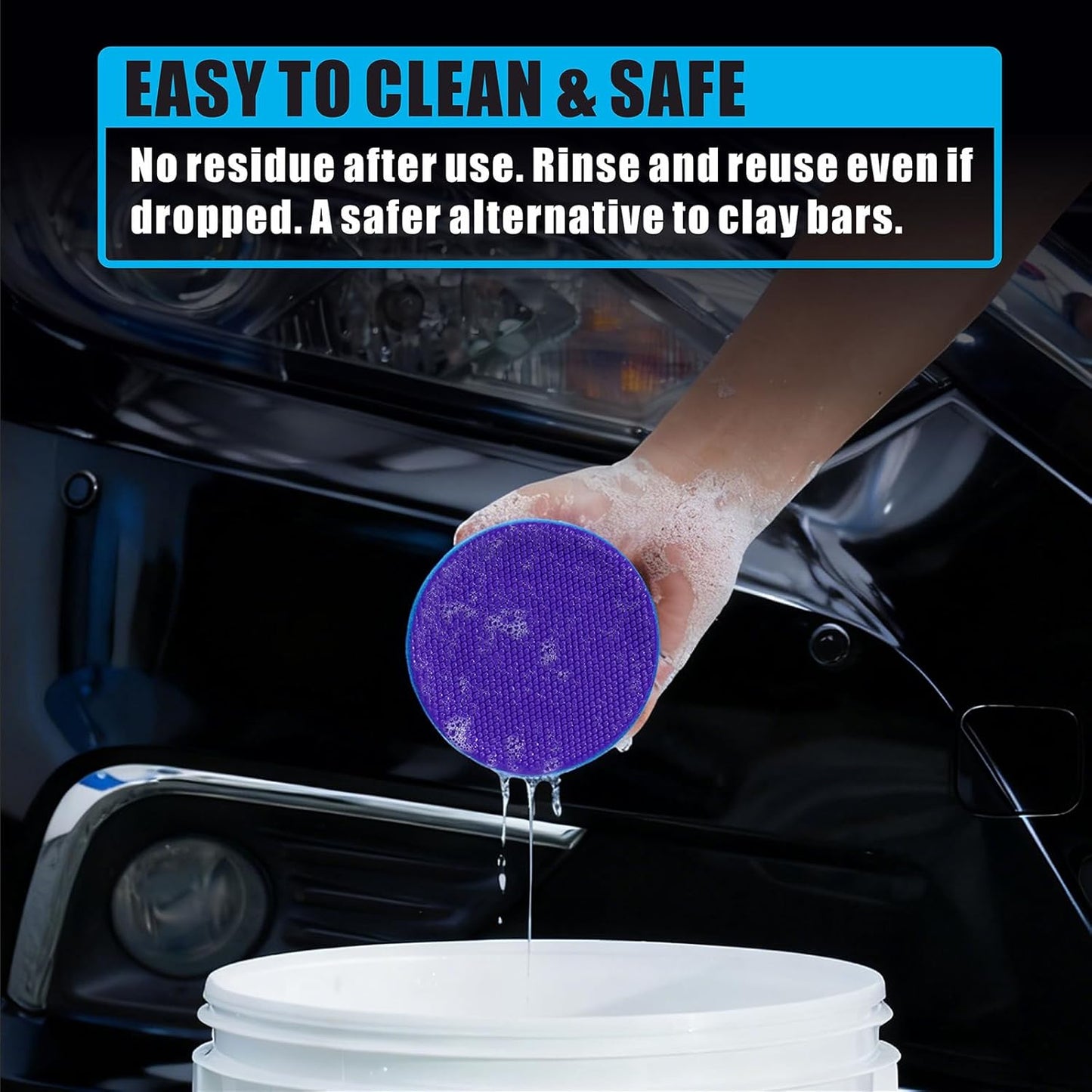 Synthetic Clay, 2-Pack Hand Clay Bar Pad for Car Auto Detailing, Cleansing, Paint Surface Prep Tool for Waxing & Polishing (Blue Purple)