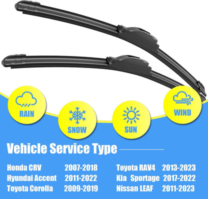 Gavimnal® 28"+17" Silicone Wiper Blades Replacement For Nissan Altima 2007-2015,Maxima 2009-2014,All-Season Front Windshield Wiper Blades(Set of 2)