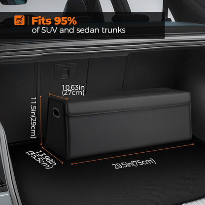Fyzeoty Car Organizers for Trunk for Suv Sedan, Leather Storage Box,Magnetic Lid,Collapsible and Adjustable,16.5 inches