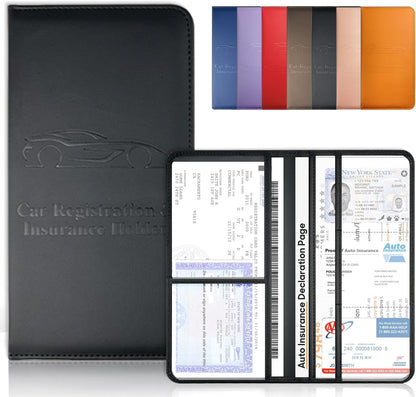 Purple Car Registration and Insurance Holder with Magnetic Closure for Glove Box Organizers Car Document Holder Car Document Organizer Car Glove Box Organizer
