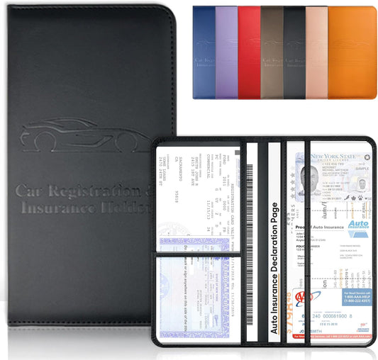 Purple Car Registration and Insurance Holder with Magnetic Closure for Glove Box Organizers Car Document Holder Car Document Organizer Car Glove Box Organizer