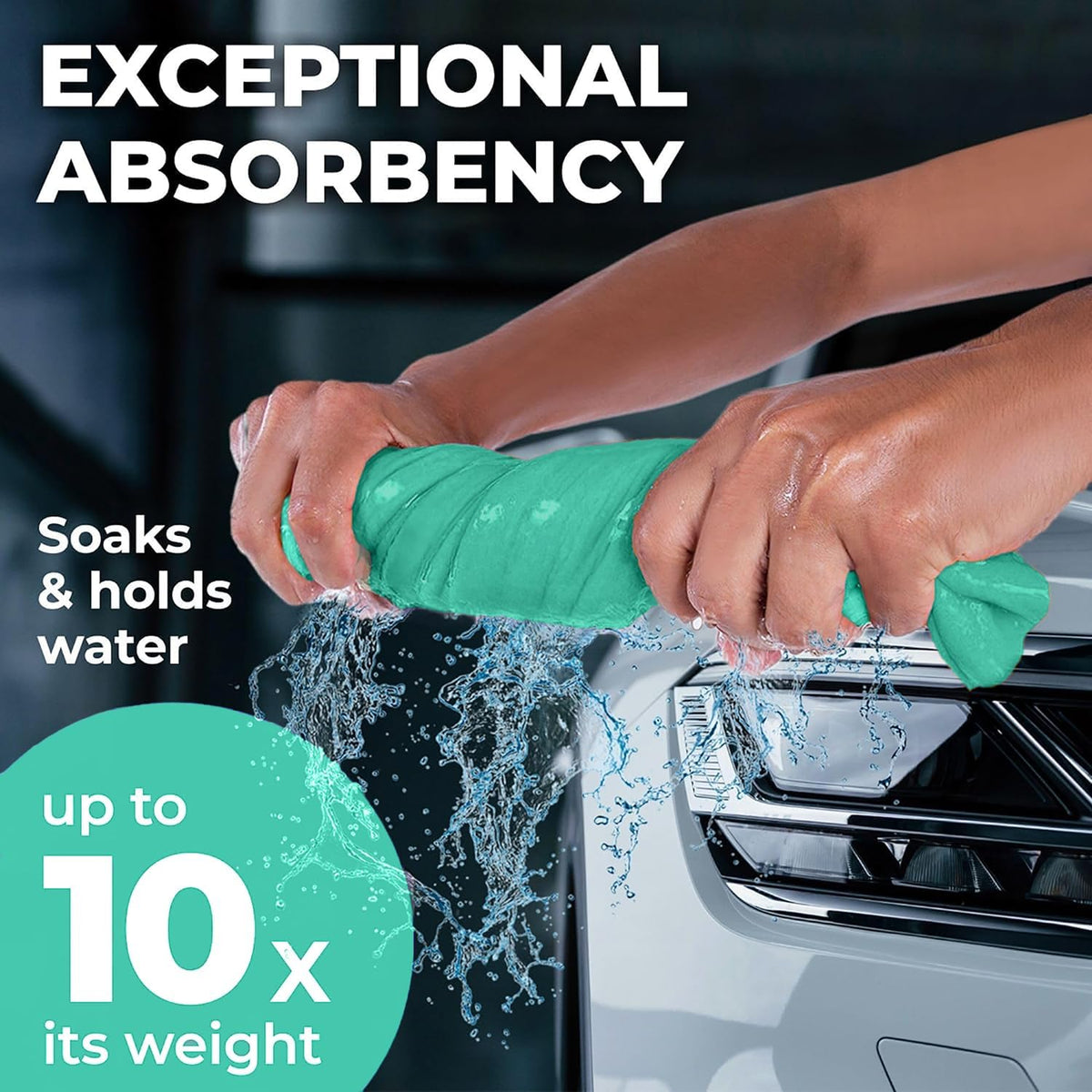 Premium XL Shammy Towel for Car - 2pk (34”x25”) - Super Absorbent Chamois Cloth - Spots & Scratch-Free - Reusable Car Drying Towels