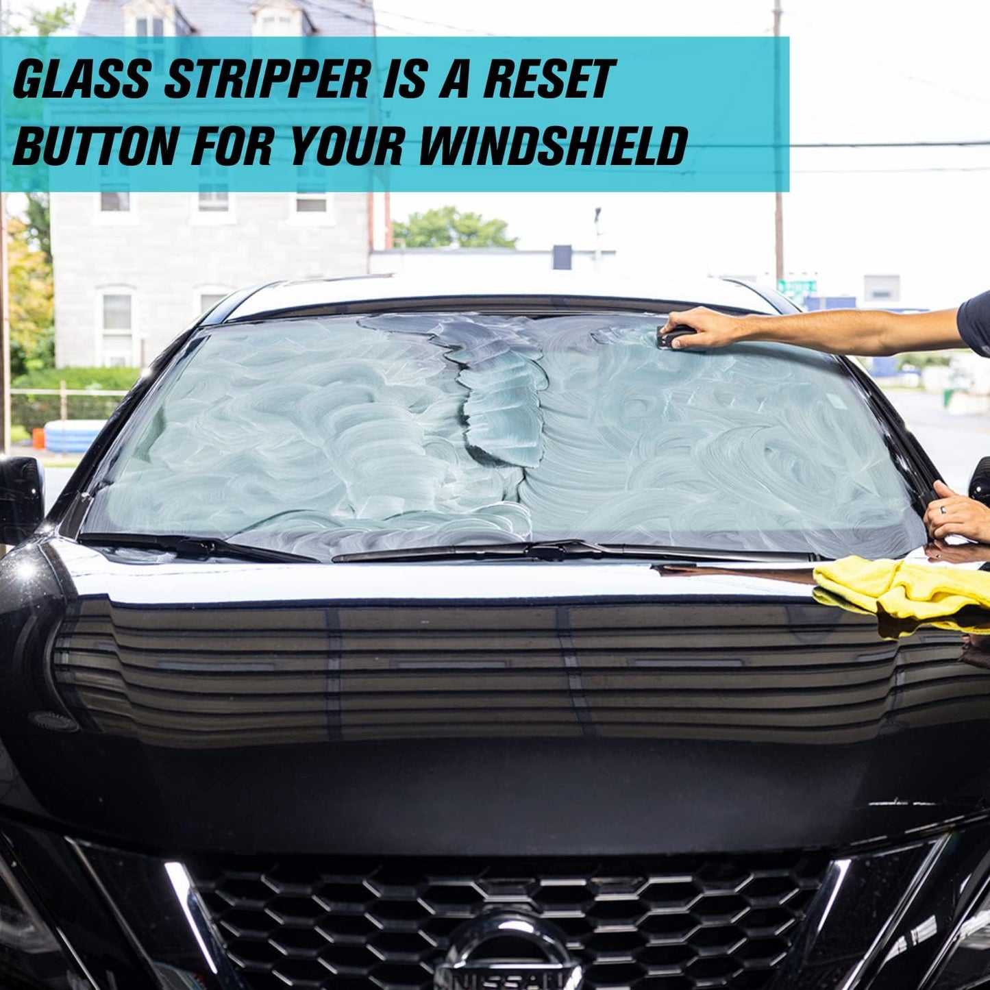 Invisible Glass 91411 Glass Stripper Water Spot Remover Kit – Cerium Oxide Based Auto Glass Polish for Windshields, Hard Water Spots, Road Films & Old Coatings – 4 Fl Oz