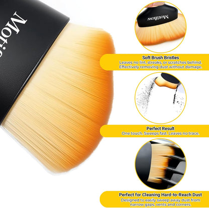 2 PCS Car Interior Detailing Brush, Car Detailing Supplies Soft Bristle Detailing Brush, Car Interior Cleaning Tool, Auto Detailing Brush Car Dashboard Cleaning Duster Brush (Black&Yellow)