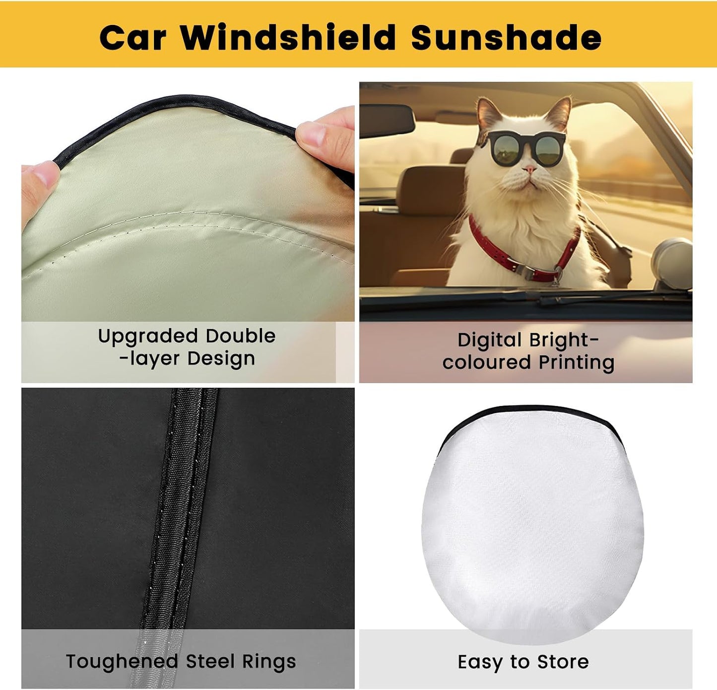 Iridescent Sun Shade for Car Windshield, Foldable Universal Car Windshield Upgrade Sunshade Enhanced UV Rays Reflective Sun Visor Shade Keeps Vehicle Cool