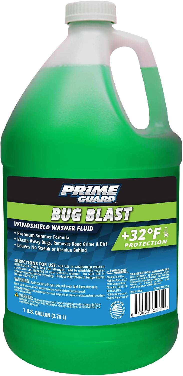 Prime Guard -35°F All Season Blast Windshield Washer Fluid | De-Icer Formula, Removes Ice, Bugs & Road Grime | Ready-to-Use & Safe for All Vehicles | 1 Gallon