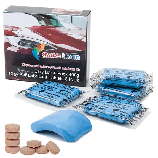 8 Pack Car Clay Bars Auto Detailing 400g and Clay bar Lubricant Tablets 8 Pack (1pcs=16 oz) Clay bar kit for Car Detailing (50g/1 Pack) (Grey)