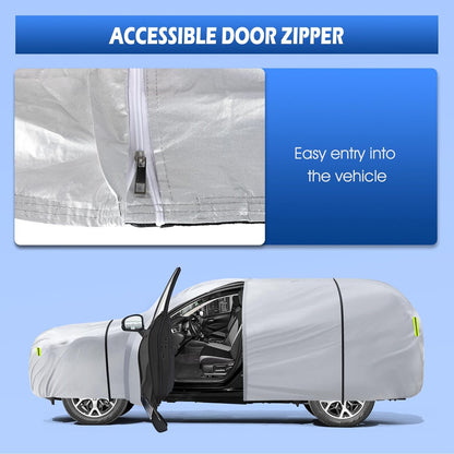 6 Layers Car Cover Waterproof All Weather for Automobiles, Size A3 with Zipper Cotton Fit for Toyota Camry, Honda Accord, Ford Mustang, Chevy Camaro/Malibu,Kia Optima/K5 (187-198 inch)