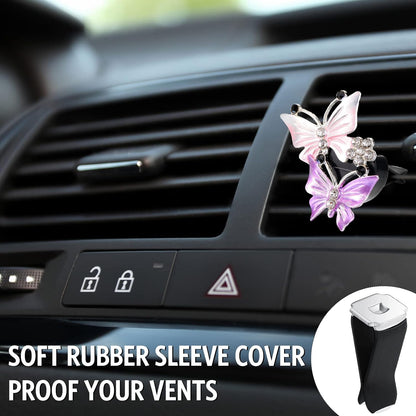 100 Pcs Metal Car Air Vent Clips with Plastic Slot Head Auto Freshener Clips Perfume Clip Replacement Air Conditioner Outlet Clips for Office Home, Black, 40 x 24 mm