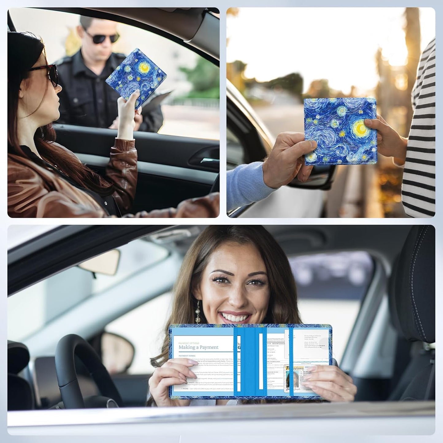 Car Registration and Insurance Card Holder，Vehicle Glove Box Car Organizer，Accessories Case for Storing Driving Licences, Cards, Documents