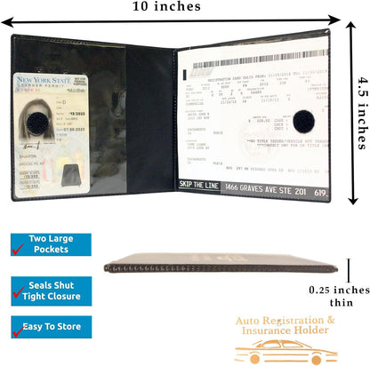 W4W Auto Registration Insurance & ID Card Holder - 4 PACK - Perfect for any Car, Truck, Motorcycle, Trailer or Boat - Strong Closure, Men & Women