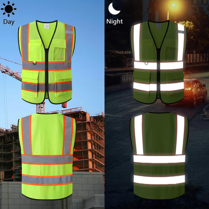 Safety Vest for Men Women Hi Vis Vest with Pockets Mesh High Visibility Vests Meets ANSI/ISEA Standards