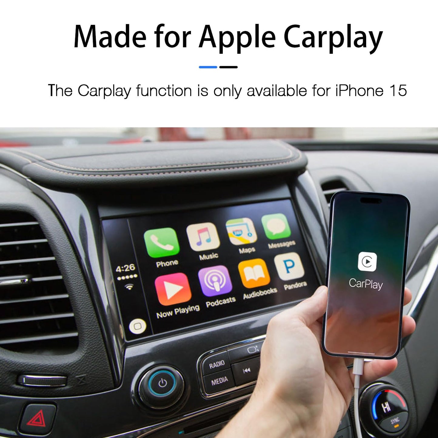 Car Carplay Cable for iPhone 17/16/15, USB A to USB C Cable Compatible for iPhone 17/16,17Air, 17/16/15 Pro Max,17E/16E/Plus, iPad 10th/11 Gen,iPad Pro 12.9,Air 5th/4th Charger Cord,Car Charging Cable