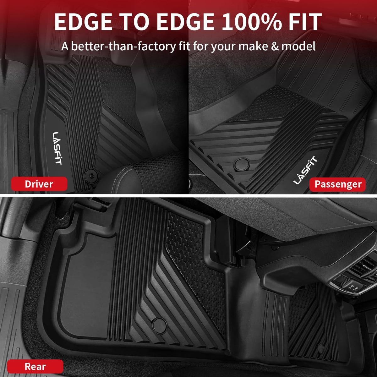 LASFIT Floor Mats Fits for Hyundai Sonata 2020-2026 (Only for FWD & Gas) & Kia K5 2021-2025 (Only for FWD) Custom Fit TPE All Weather Floor Liners Car Mats Accessories, Black