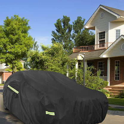 Car Cover Waterproof All Weather for Automobiles, Outdoor Full Exterior Covers for Sedan Black(Suggest Car Length from 194"-208")