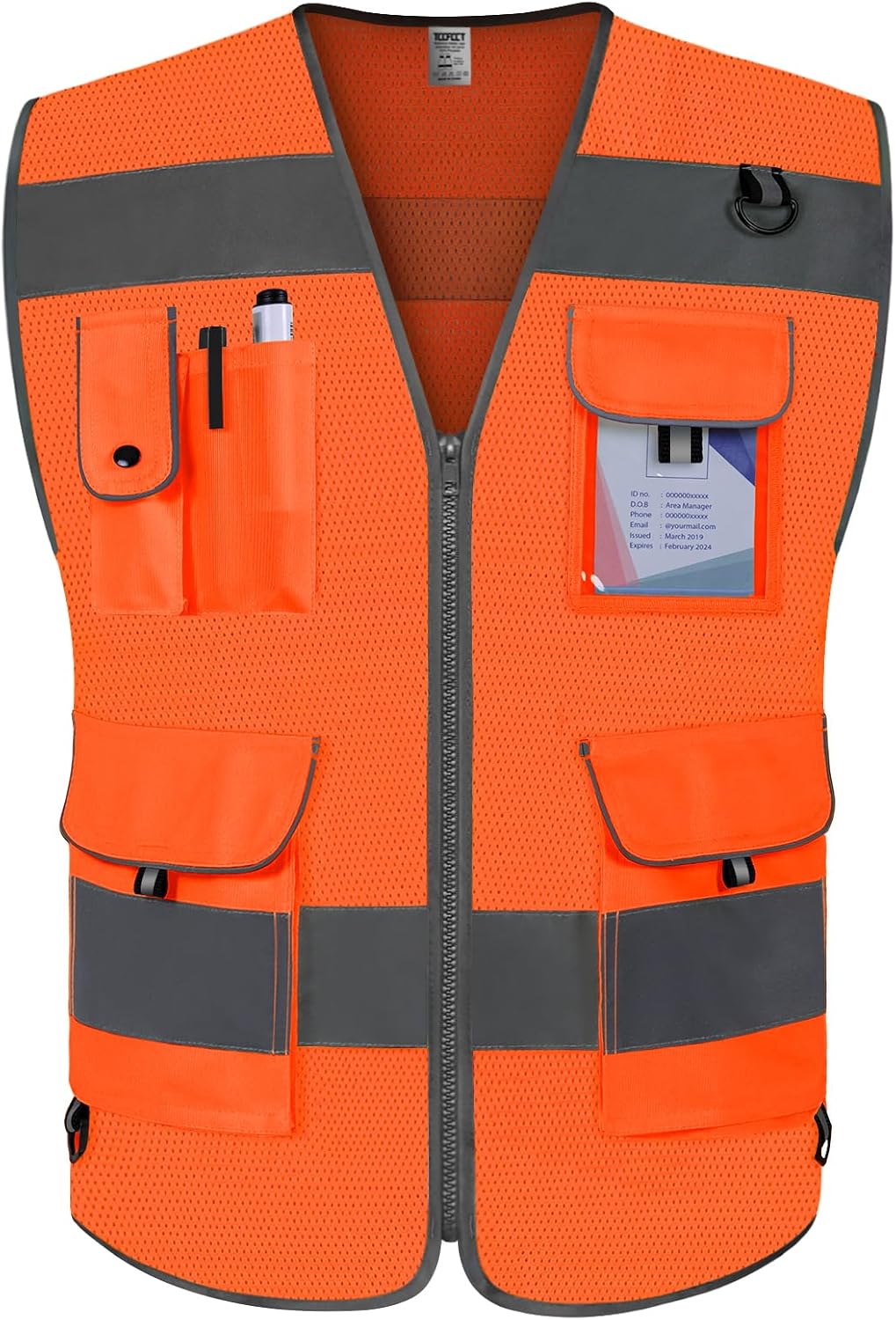 TCCFCCT Safety Vest for Men Women 9 Pockets High Visibility Vest for Safety, Reflective Work Vest with Reflective Strips, Meets ANSI/ISEA Standards, (Yellow, Large)