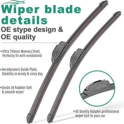 26" 16" 11" Windshield Wiper Blades Replacement for Chevrolet Chevy Trax 2024 2025 2026 Premium All Weather Front Rear Wipers Set - OEM Quality (Pack of 3) - Colors E