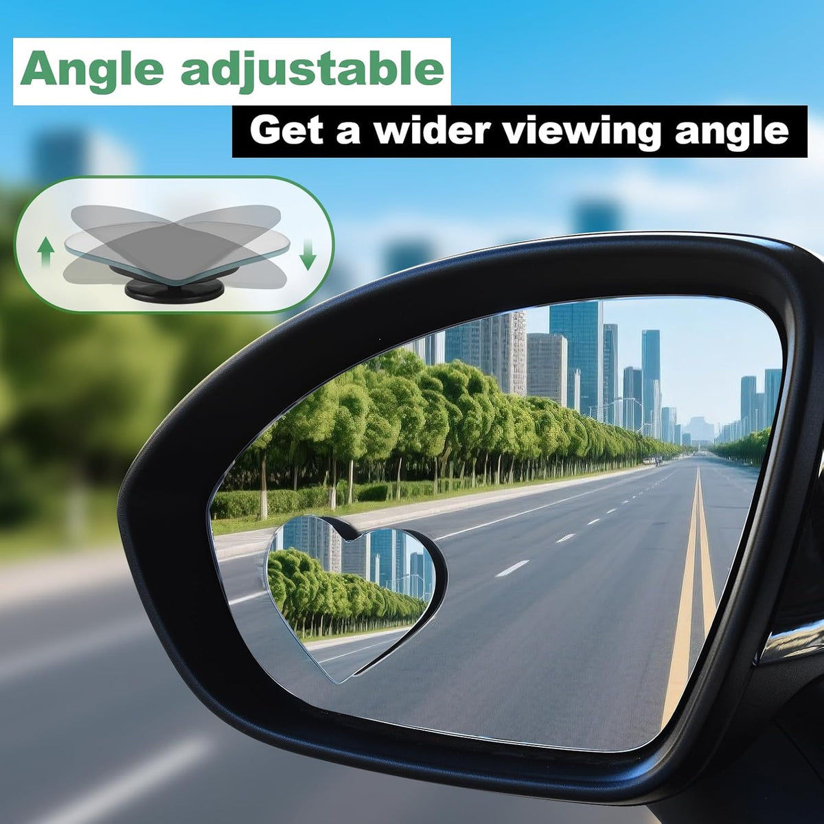 Upgrade HD Glass Wide Angle Blind Spot Mirror, Frameless 360 Adjustable Convex Rear View Mirror for Cars, Trucks and SUV - Big Fan Shaped 2pcs