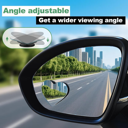 Upgrade HD Glass Wide Angle Blind Spot Mirror, Frameless 360 Adjustable Convex Rear View Mirror for Cars, Trucks and SUV - Big Fan Shaped 2pcs