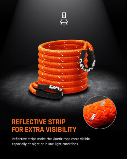 DAYDOOR Recovery Tow Rope Kit with 2 Soft Shackles, 7/16 Inch x 30 ft 31,200 Lbs UHMWPE Tow Strap, Synthetic Towing Rope Recovery Kit for ATV, UTV, SUV, Cars (Gray)