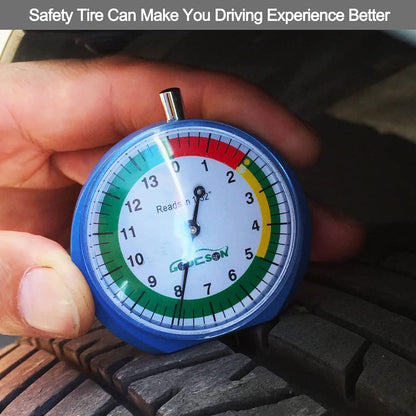 GODESON Dial Type Tire Tread Depth Gauge 88703 Professional for Motorcycle, car,Truck and Bus