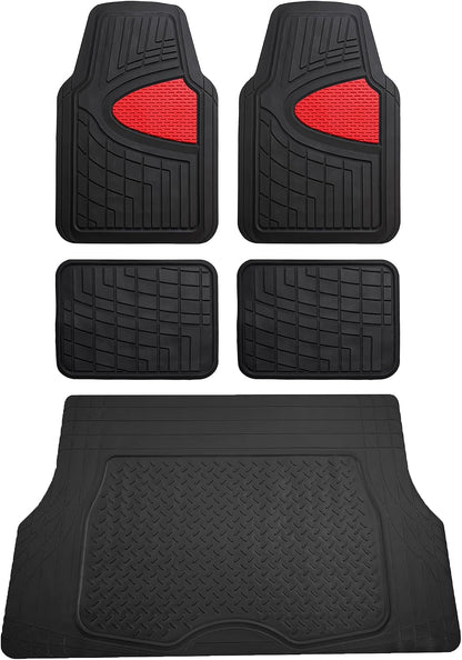 FH Group Automotive Floor Mats - Heavy-Duty Rubber Floor Mats for Cars, Universal Fit Full Set, Climaproof & Trimmable Floor Mats for Most Sedan, SUV, Truck, Black