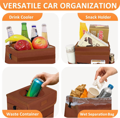 Vankor Car Trash Can Bin with Lid Hanging for Back Seat, Car Accessories for Women Men Leak Proof Automotive Garbage Cans Leakproof Vehicle Trash Can for Truck SUV Black
