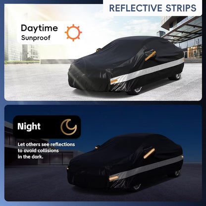 10 Layers Car Cover Custom Fit for Mercedes Benz C Class C250 C300 C43 C63 (1993-2026), Waterproof All Weather for Automobiles, Outdoor Full Cover Sun Dust Rain Protection with Cotton. Black - Colors A