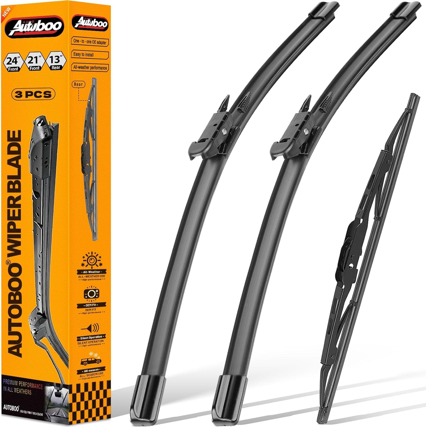 AUTOBOO 3-Pack Windshield Wiper Blades for Subaru Outback 2020-2025, Original Equipment Replacement 26"+18" Front and 16" Rear, All-Weather Performance, Easy One-Click Install