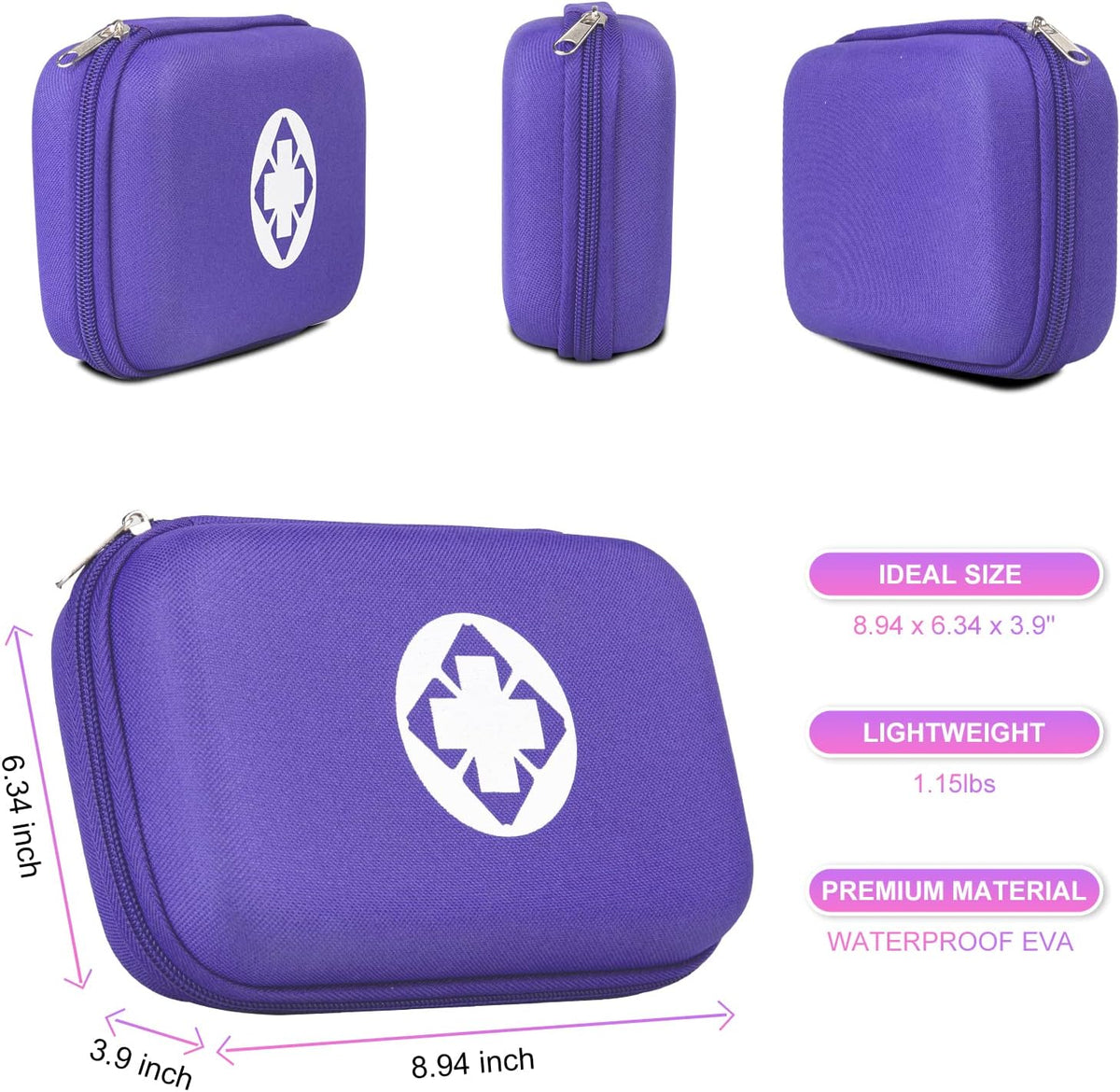 Car First Aid Kits 275Pcs Survival Gear Home Travel Size Small Emergency Kit Tactical Hiking EVA Camping Essentials Backpack Sports Office Boat Urgent Accident