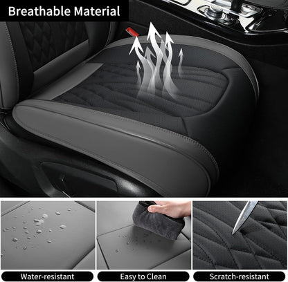 MINGBRON Leather Car Seat Covers,Car Seat Protector Waterproof,Seat Covers Full Set, Car Seat Protectors 5 Seats,Automotive Seat Covers Fit Most Cars Wine Red