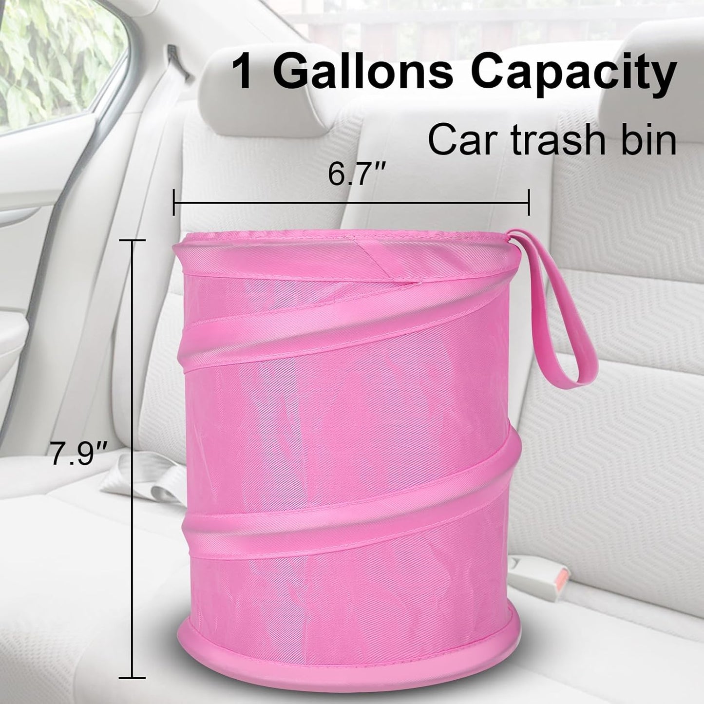 Car Trash Can, 2 Packs Mini Collapsible Pop-up Car Garbage Can, Waterproof Hanging Car Trash Bag with Velcro, Car Trash Bin, Black