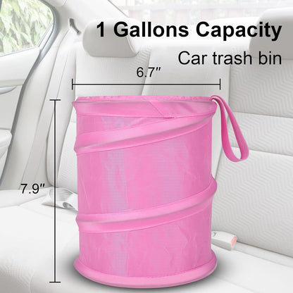 Car Trash Can, 2 Packs Mini Collapsible Pop-up Car Garbage Can, Waterproof Hanging Car Trash Bag with Velcro, Car Trash Bin, Black