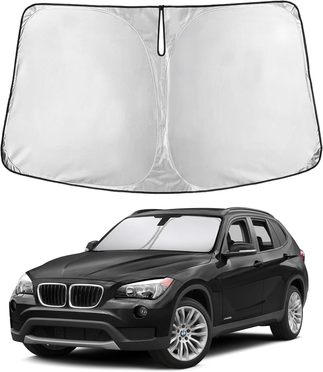 EcoNour Car Windshield Sun Shade | 2025 Upgraded Innovative No-Light-Pass Technology for Maximum Coverage | Foldable Sun Shade Keeps Your Vehicle Cool | Must-Have Car Accessories | Small (59" x 29") - Colors F