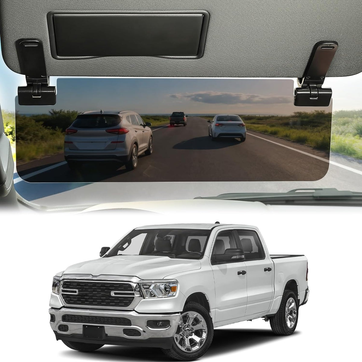 JOYTUTUS Sun Visor Extender for Cars, Polarized Sun Visor Extender Universal Sun Blocker UV400, Adjustable Visor Extension for Car Visor,Double-Clip,Anti Glare Stray Light