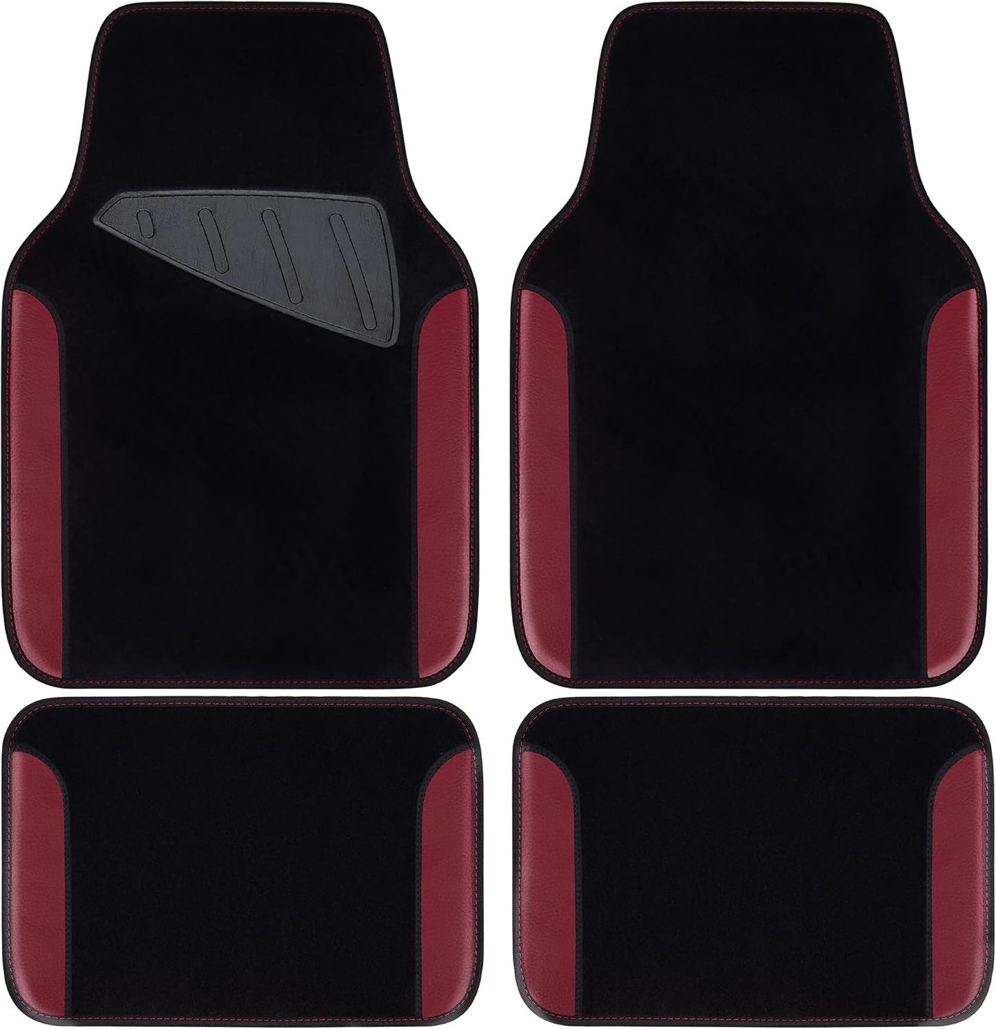 CAR PASS Waterproof Universal Fit Car Floor Mats, Faux Leather Car Carpet Mats, Black Car Mats with Anti-Slip Nibbs Backing & Driver Heel Pad Fit for SUV,Vans,sedans, Trucks,Set of 4pcs(All Black)
