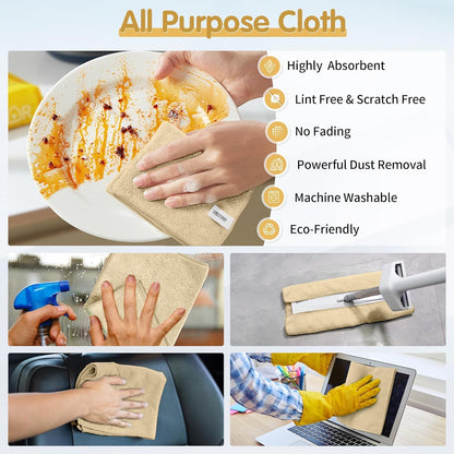 FIXSMITH Microfiber Cleaning Cloth - Pack of 50, Microfiber Towels for Cars 16 x 12 in, Highly Absorbent Cleaning Rags, Lint-Free, Streak-Free Cleaning Cloths for Car Kitchen Home Office